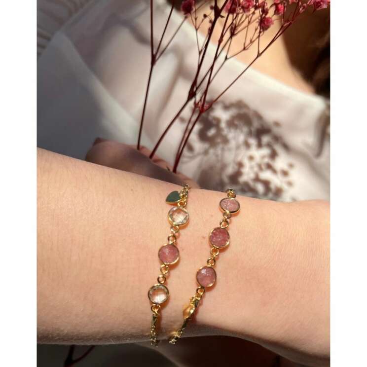 Flora, bracelets plaqué or et quartz - Bijoux Originelle